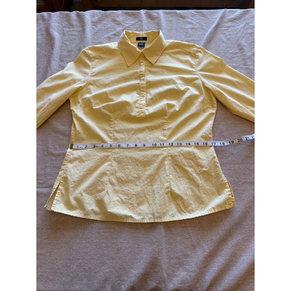 Gap Button Blouse Yellow Gingham Tailored Women's… - image 5